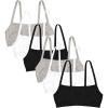 Fruit of the Loom Girls Cotton Spaghetti Strap Sport Bra(Heather Grey/Black Hue/White)
