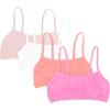 Fruit of the Loom Girls Cotton Spaghetti Strap Sport Bra(Miami Pink/Sunset Coral/Rose Shadow/White)