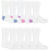 Fruit of the Loom Girls’ Everyday Lightweight Sport Crew Socks (10 Pack)(White)
