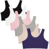 Fruit of the Loom Girls’ Multi Cotton Built-Up Stretch Sports Bra Available in 6 Packs(Blueberry/Black/Grey/White/Sand/Blush)