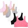 Fruit of the Loom Girls’ Multi Cotton Built-Up Stretch Sports Bra Available in 6 Packs(Electric Coral/Black/Grey/White/Sand/Kitty Pink 6-pack)