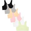 Fruit of the Loom Girls’ Multi Cotton Built-Up Stretch Sports Bra Available in 6 Packs(Lentil/Mango/Pink Camo/Grey Heather/White/Black)