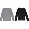 Fruit of the Loom Girls Premium 2-Pack Thermal Waffle Crew Top(Black/Heather Greystone)