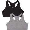 Fruit of the Loom Girls Stay Dry Racerback Sports Bra(Black/Dark Grey Heather)