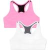 Fruit of the Loom Girls Stay Dry Racerback Sports Bra(White/Neon Pink)
