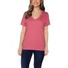Fruit of the Loom Women’s Crafted Comfort™ Pima Cotton Short Sleeve T-shirts(V-neck – Ginger Zinger Pink)