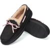Fruit of the Loom Women’s Moccasin, Indoor/Outdoor, Memory Foam, Microsuede, Black, X-Large Slipper(Black)