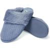 Fruit of the Loom Women’s Slipper, Chenille W/Fur Cuff Clog(Blue)