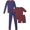 Fruit of the Loom boys 4-piece Tight Fit Pajama Set(Navy/Cardinal)