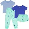 Fruit of the Loom girls Getaway Loose Fit 4-piece Pajama Set(Calypso Blue/Bolts)