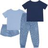 Fruit of the Loom girls Getaway Loose Fit 4-piece Pajama Set(Urban Blue/Geo Zag)