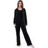 Fruit of the Loom womens Breathable Tank Top, Pant, and Cardigan Sleep Set(Black)