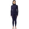 Fruit of the Loom womens High Neck Quarter Zip Top and Legging Thermal Set(Navy)