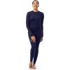 Fruit of the Loom womens High Neck Top and Legging Thermal Set(Blue)
