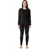 Fruit of the Loom womens Stretch Fleece Lined Thermal Long Johns Underwear Set(Black)