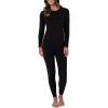 Fruit of the Loom womens Stretch Fleece Lined Thermal Long Johns Underwear Set(Pitch Black)