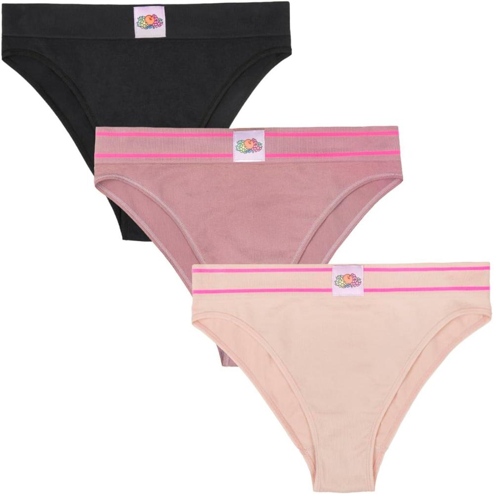 imageA Fresh Collection Riding High Seamless Bikini Panty 3 PackPremium PlumRose ShadowBlack