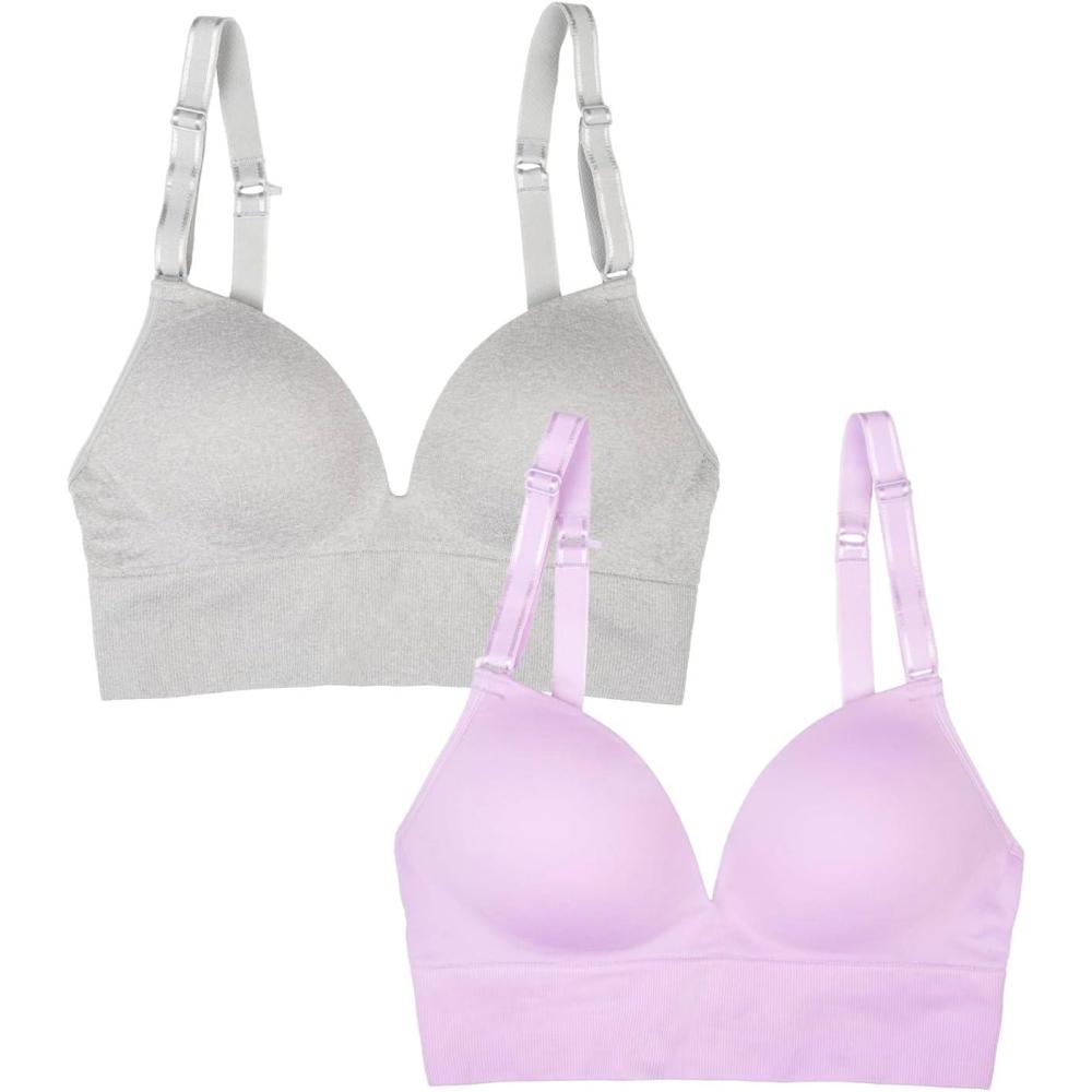 imageFruit of the Loom A Fresh Collection Confidence Booster 2 Pack Womens Seamless Push Up Bras for Lifted ComfortHeather GreyStellar Orchid