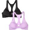 Fruit of the Loom A Fresh Collection Game Changer 2-Pack Front & Back Closure Racerback Bras and Comfort for Women(Stellar Orchid/Black Hue)
