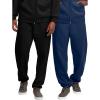 Fruit of the Loom Men’s Eversoft Fleece Elastic Bottom Sweatpants with Pockets, Relaxed Fit, Moisture Wicking, Breathable(Black/Navy)