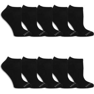 Fruit of the Loom Women’s Everyday Soft Cushioned No Show Socks (Multi Pack)(Black)