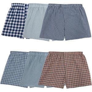 Fruit of the Loom mens Men’s Tag Free Woven Boxer Shorts, Relaxed Fit, Moisture Wicking, Assorted Color Multipacks(Assorted Gingham Stripe)