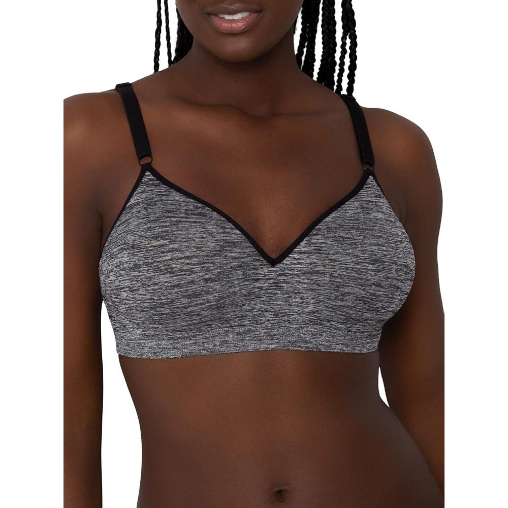 imageFruit of the Loom Womens 2Pack Seamless WireFree PushUp Bra  Soft Comfortable ampamp SupportiveCharcoal Heather
