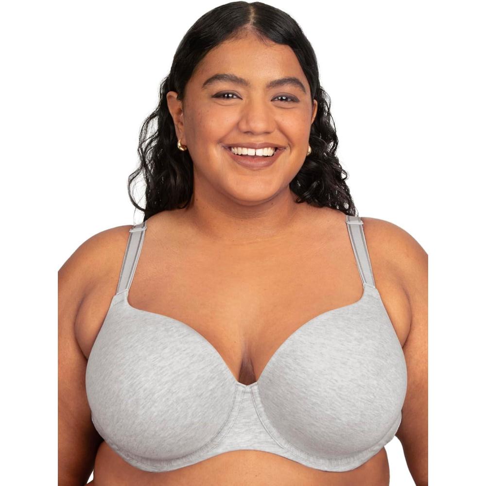 imageFruit of the Loom Womens Fit for Me Collection Plus Size Cotton TShirt Bra  Comfort ampamp Style for Every BodyHeather Grey