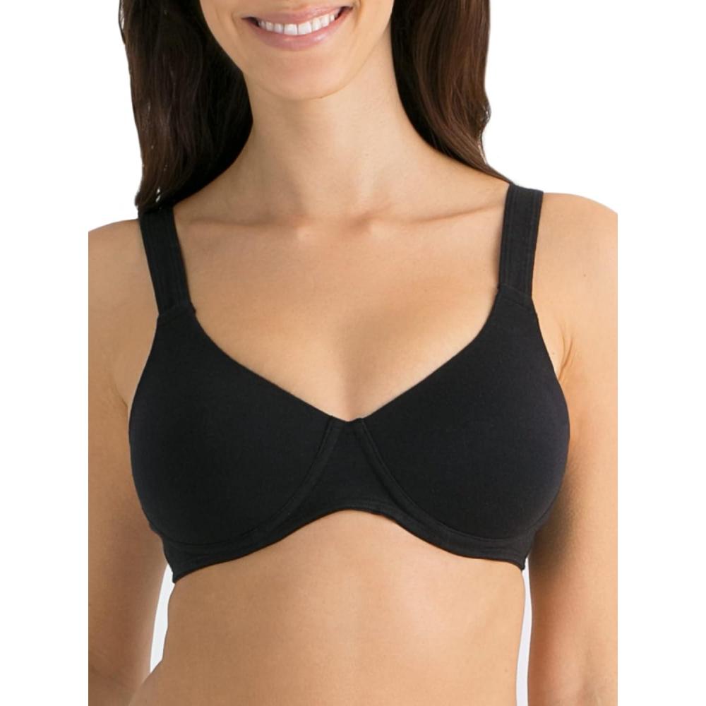 imageFruit of the Loom Womens Full Coverage AntiGravity Bra  WireFree Cotton for Ultimate ComfortBlack Hue