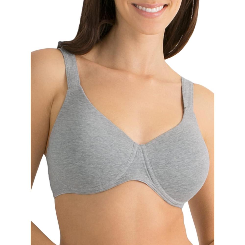 imageFruit of the Loom Womens Full Coverage AntiGravity Bra  WireFree Cotton for Ultimate ComfortHeather Grey