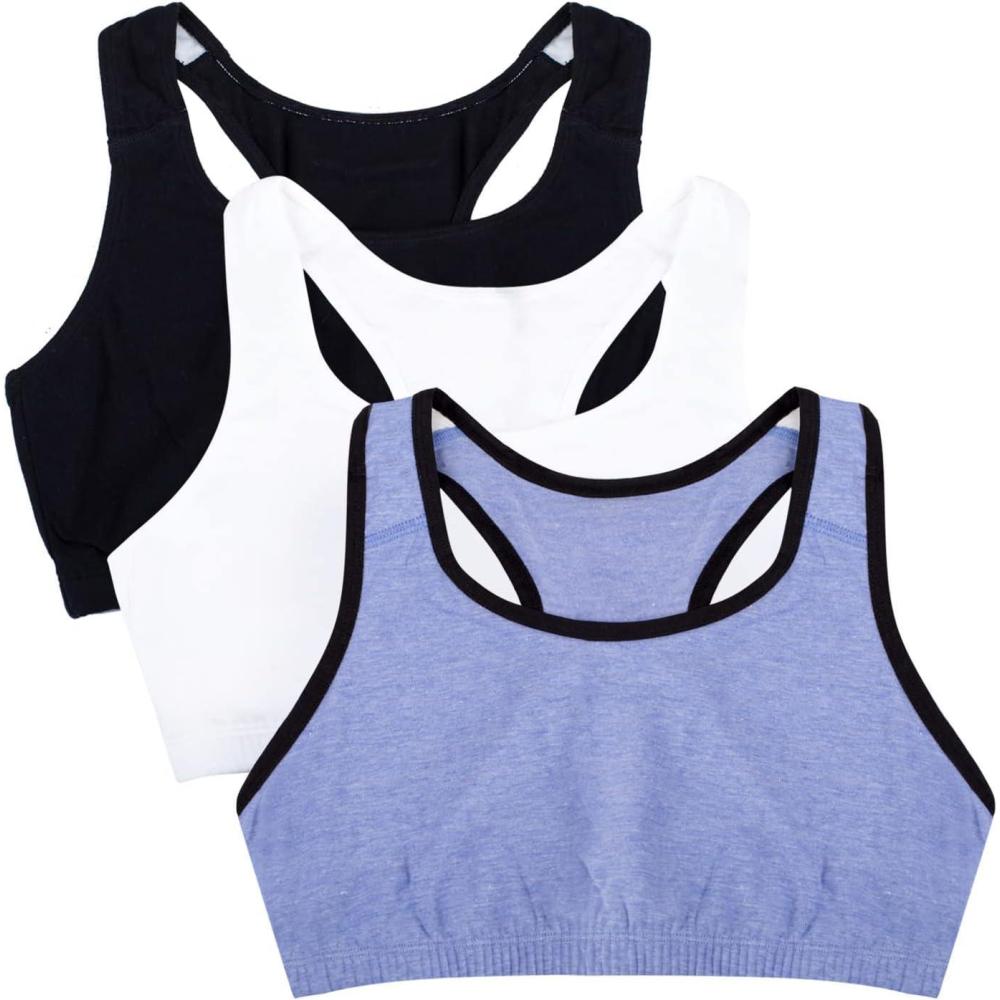 imageFruit of the Loom Womens MultiPack Tank Top Style Sports BraBlue Gem Heather With BlackWhiteBlack Hue