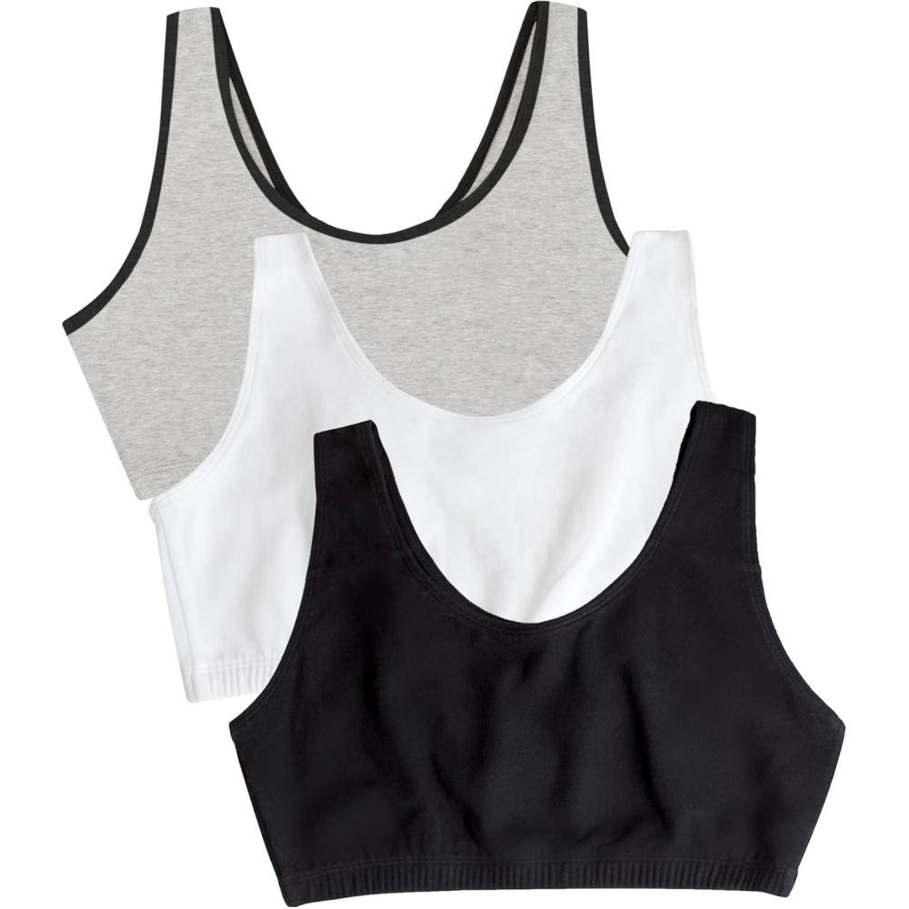 imageFruit of the Loom Womens MultiPack Tank Top Style Sports BraHeather Grey With BlackWhiteBlack