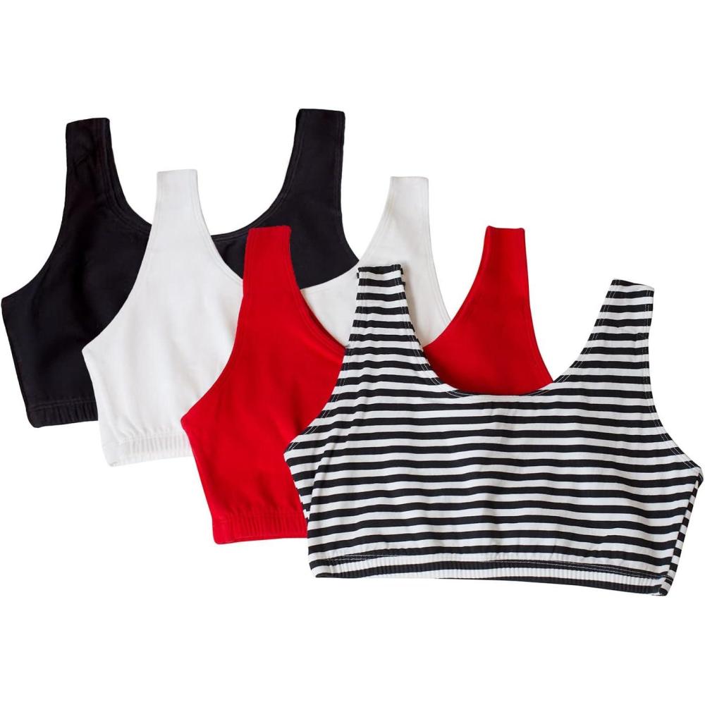 imageFruit of the Loom Womens MultiPack Tank Top Style Sports BraSkinny StripeBlack HueRed HotWhite