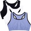 Fruit of the Loom Women’s Multi-Pack Tank Top Style Sports Bra(Blue Gem H W.blk/White/Black H)