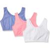 Fruit of the Loom Women’s Multi-Pack Tank Top Style Sports Bra(Heather Blue/Popsicle Pink/White)