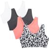 Fruit of the Loom Women’s Multi-Pack Tank Top Style Sports Bra(Kaleidescope/Charcoal Heather/Punchy Peach/White)