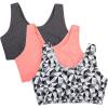 Fruit of the Loom Women’s Multi-Pack Tank Top Style Sports Bra(Kaleidescope/Charcoal/Punchy Peach)