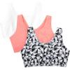 Fruit of the Loom Women’s Multi-Pack Tank Top Style Sports Bra(Kaleidoscope/White/Punchy Peach)