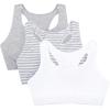 Fruit of the Loom Women’s Multi-Pack Tank Top Style Sports Bra(Skinny Stripe/White/Heather Grey)