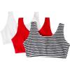 Fruit of the Loom Women’s Multi-Pack Tank Top Style Sports Bra(Skinny Stripe/White/Red Hot)