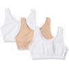 Fruit of the Loom Women’s Multi-Pack Tank Top Style Sports Bra(White/Sand/White)