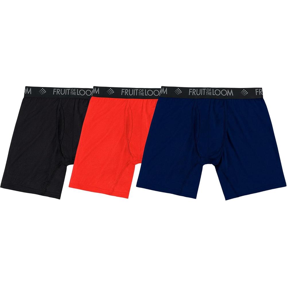 imageFruit of the Loom Mens Micro Mesh Boxer BriefsRedNavyBlack