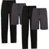 Fruit of the Loom Men’s Sleep Pajama Pants and Shorts, 4-Pack(Black/Charcoal/Black/Charcoal)