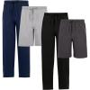 Fruit of the Loom Men’s Sleep Pajama Pants and Shorts, 4-Pack(Navy/Grey/Black/Charcoal)