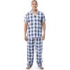Fruit of the Loom mens Extra Soft Woven Poplin Pajama Sleep Set(Blue Check)