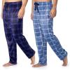 Fruit of the Loom mens Microsuede Fleece Sleep Pajama Pants, 2-pack(Blue Plaid/Navy Check)