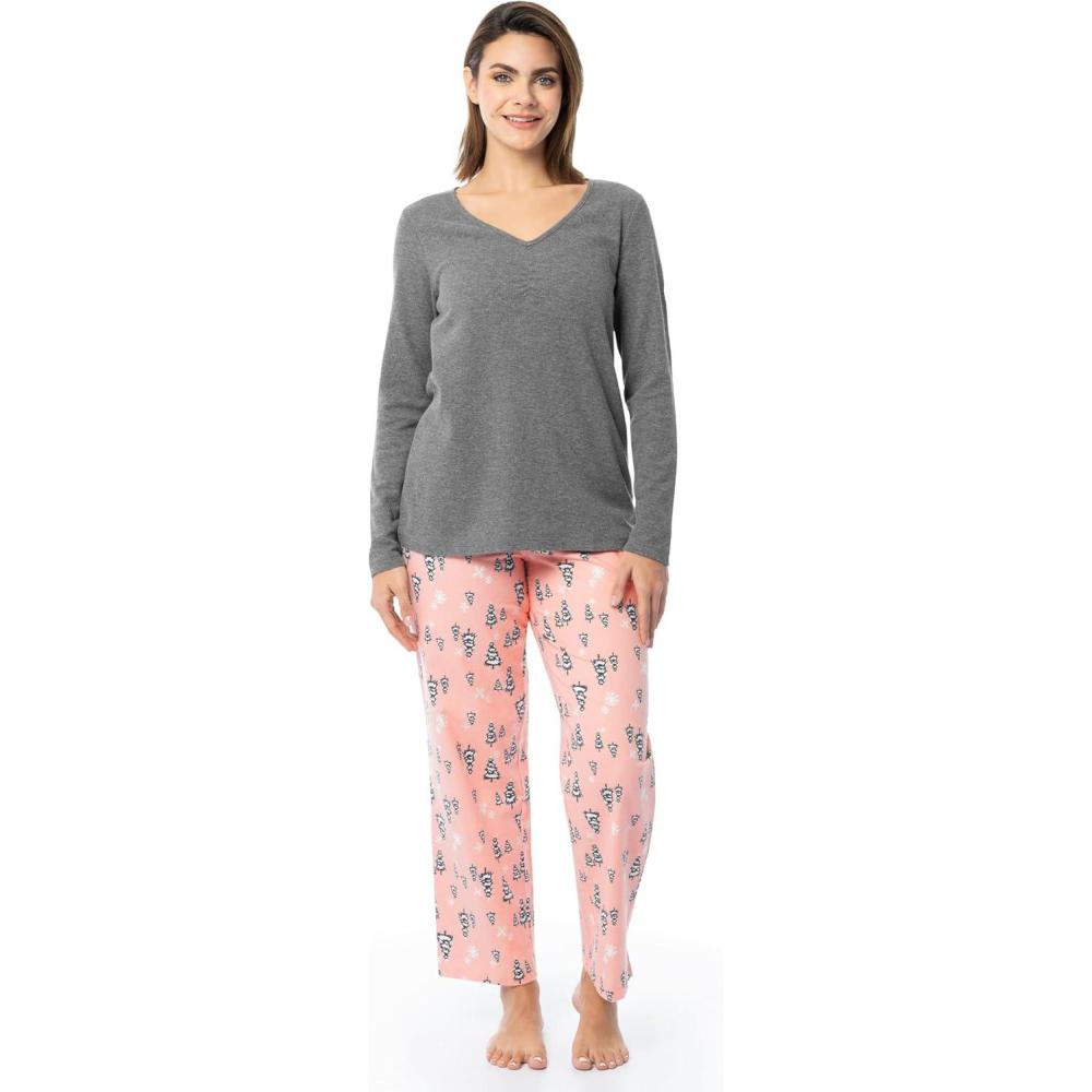 imageFruit of the Loom Womens Waffle VNeck TopHeather GreySnowy Trees