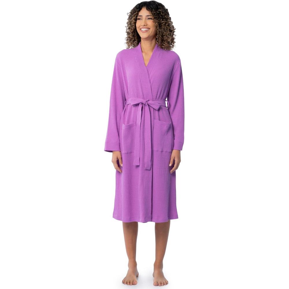 imageFruit of the Loom womens Lightweight Waffle Knit Kimono RobeRadiant Orchid