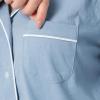 Fruit of the Loom Women’s Pipped Button Down Sleep Set(Ashley Blue)