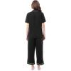 Fruit of the Loom Women’s Pipped Button Down Sleep Set(Black)